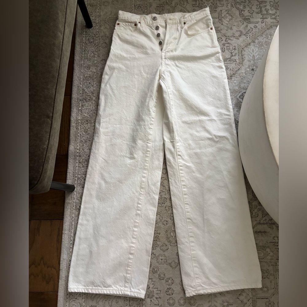 Buck Mason Women's White Wide-Leg Jeans